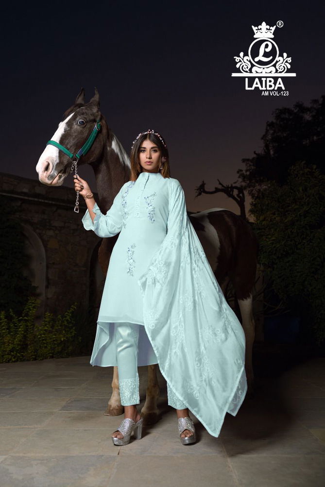 Laiba The Designer Studio Am 123 Georgette Designer Ready Made Suit Collection